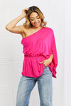 White Birch Forever And Always Full Size One Shoulder Top Top Trendsi Hot Pink S 