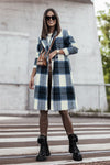 Double Take Full Size Plaid Button Up Lapel Collar Coat Coat Trendsi Peacock  Blue S 