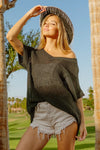 BiBi V-Neck Short Sleeve Knit Top Top Trendsi   