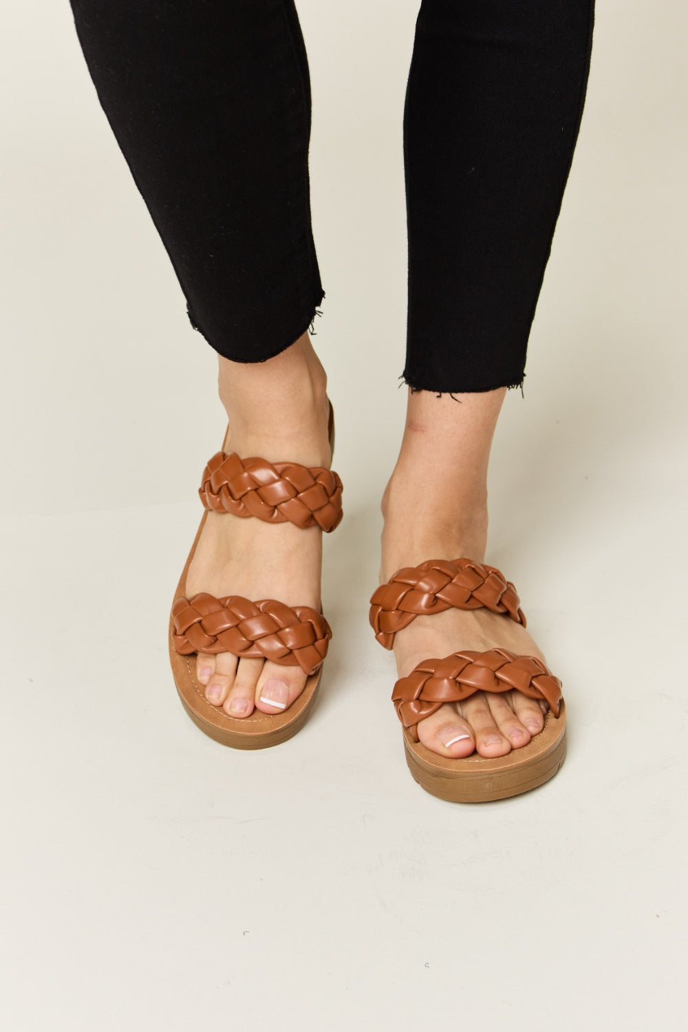 WILD DIVA Woven Dual Band Platform Sandals Sandals Trendsi   