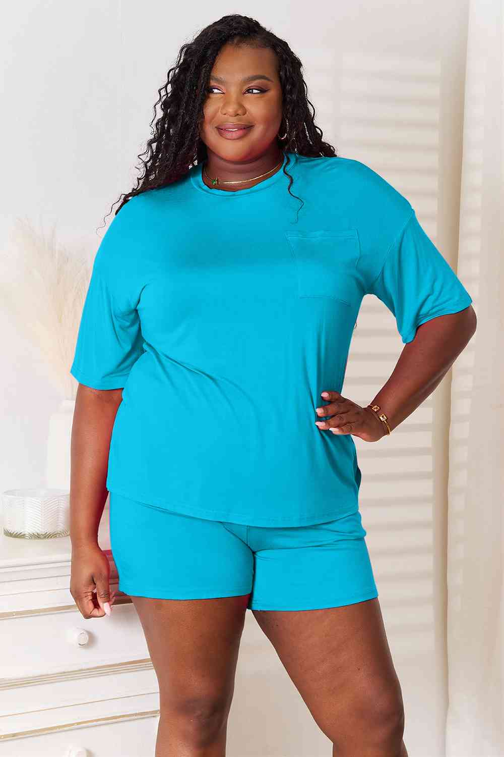 Basic Bae Full Size Soft Rayon Half Sleeve Top and Shorts Set - NeoKira Unlimited
