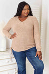 Double Take Drawstring Ribbed Long Sleeve T-Shirt Top Trendsi   