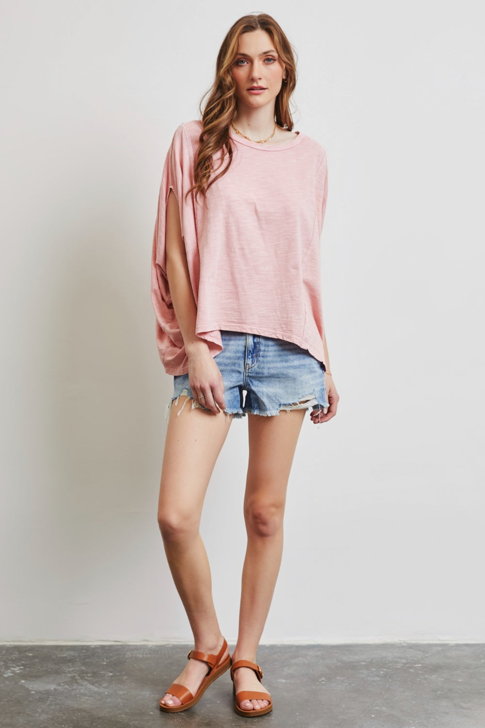 HEYSON Full Size Garment-Dyed Boat Neck Oversized Top  Trendsi   