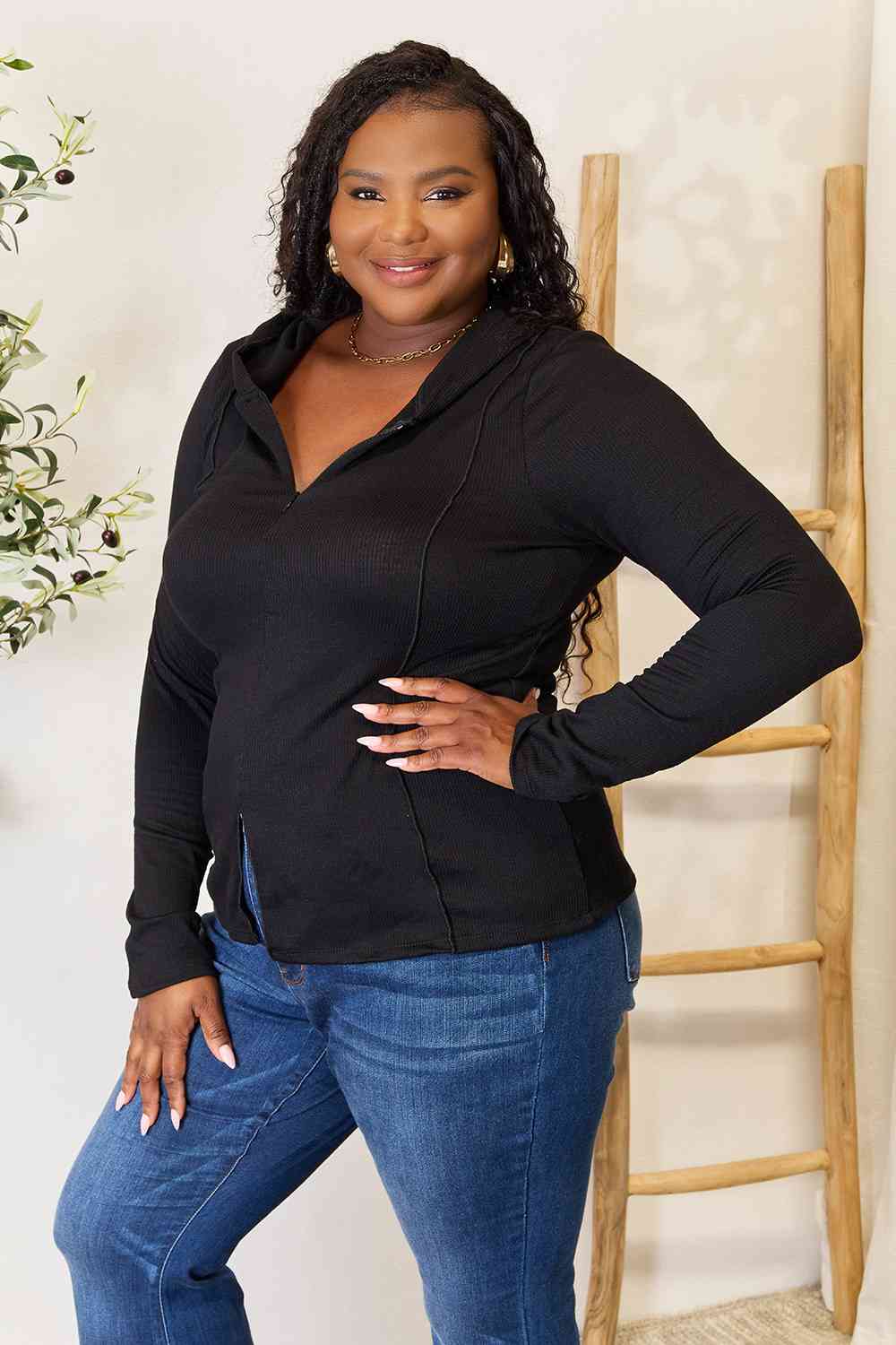 Culture Code Full Size Exposed Seam Long Sleeve Hoodie - NeoKira Unlimited