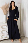 Double Take Square Neck Jumpsuit with Pockets Jumpsuits Trendsi   