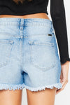 Kancan High Waist Frayed Denim Shorts Denim Shorts Trendsi   