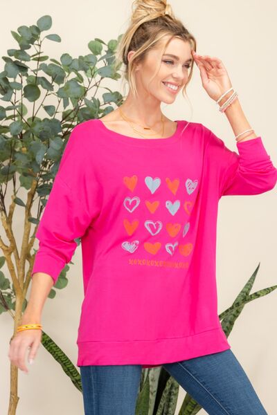 Celeste Full Size Heart Graphic Long Sleeve T-Shirt Top Trendsi   