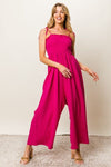 BiBi Texture Smocked Sleeveless Jumpsuit Jumpsuits Trendsi FUCHSIA S 