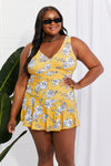 Marina West Swim Full Size Clear Waters Swim Dress in Mustard Swimsuit Trendsi Mustard S 