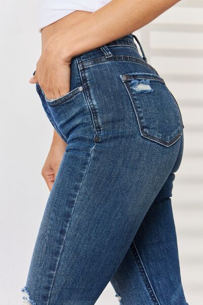 Judy Blue Full Size High Waist Distressed Slim Jeans - NeoKira Unlimited