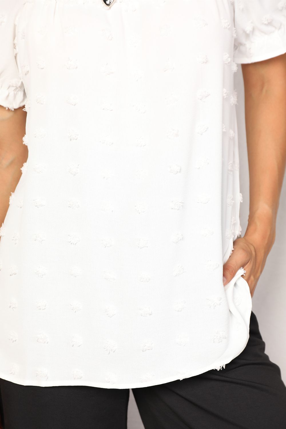 Mandy Swiss Dot Puff Sleeve Square Neck Blouse - NeoKira Unlimited