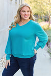 Basic Bae Full Size V-Neck Lantern Sleeve Blouse Top Trendsi   