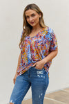 Be Stage Full Size Printed Dolman Flowy Top Top Trendsi   