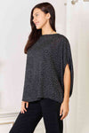 Double Take Printed Dolman Sleeve Round Neck Blouse Top Trendsi   