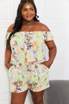 Sew In Love Full Size Pure Delight Floral Off-Shoulder Romper Romper Trendsi   