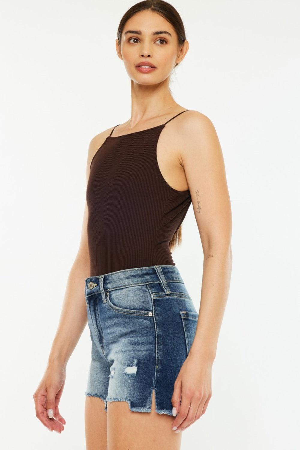 Kancan High Waist Raw Hem Denim Shorts - NeoKira Unlimited