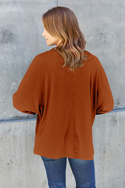 Double Take Full Size Round Neck Long Sleeve T-Shirt Top Trendsi   