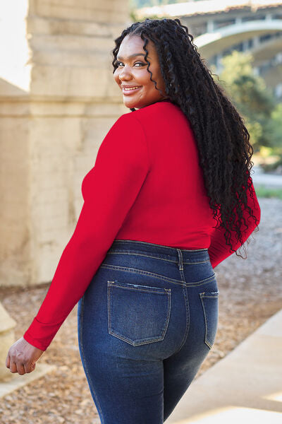 Basic Bae Full Size Round Neck Long Sleeve Bodysuit - NeoKira Unlimited