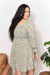 Double Take Floral Smocked Flounce Sleeve Square Neck Dress Mini Dress Trendsi   