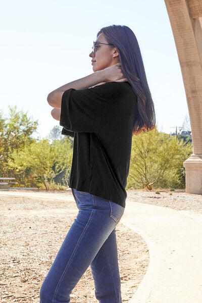 Basic Bae Full Size Round Neck Drop Shoulder T-Shirt - NeoKira Unlimited