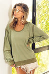 BiBi Waffle Knit Contrast Trim Long Sleeve T-Shirt Top Trendsi   