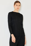 Marina West Swim Pleated Long Sleeve Boatneck Top Top Trendsi Black S/M 