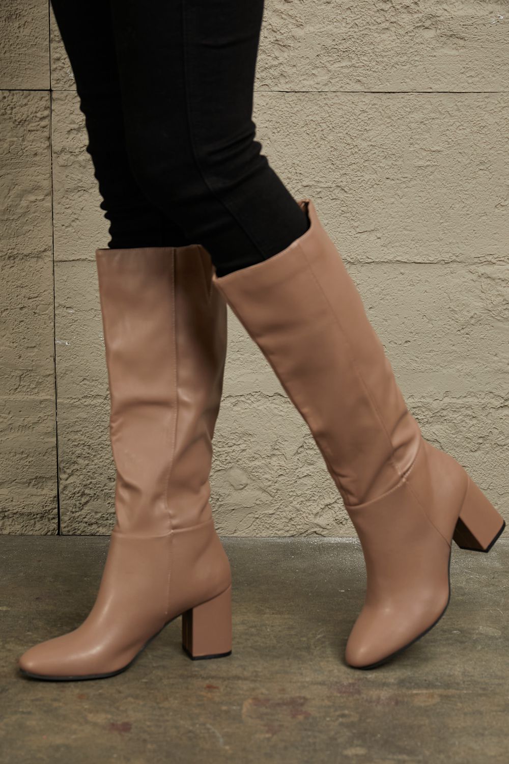 East Lion Corp Block Heel Knee High Boots Boots Trendsi   