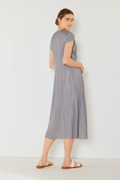 Marina West Swim Pleated Cap Sleeve A-Line Dress Midi Dress Trendsi   