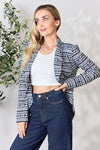 Heimish Full Size Open Front Printed Blazer Blazer Trendsi   