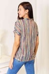 Double Take Multicolored Stripe Notched Neck Top Top Trendsi   