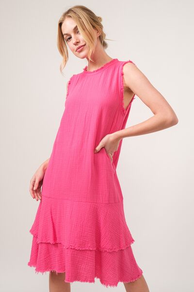 And The Why Washed Fringe Detail Tiered Dress - NeoKira Unlimited