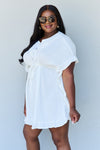 Ninexis Out Of Time Full Size Ruffle Hem Dress with Drawstring Waistband in White Mini Dress Trendsi   