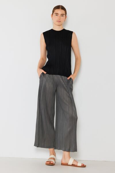 Marina West Swim Pleated Wide-Leg Pants with Side Pleat Detail  Trendsi Deep Gray S 