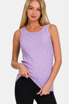 Zenana Ribbed Round Neck Tank Tank Top Trendsi LAVENDER S 