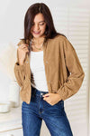 Double Take Long Sleeve Dropped Shoulder Jacket Jacket Trendsi   