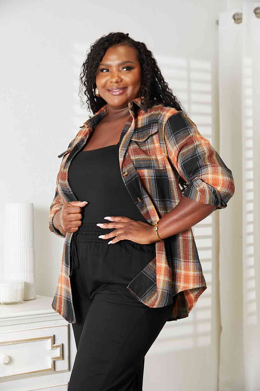 Mandy Plaid Dropped Shoulder Shirt - NeoKira Unlimited