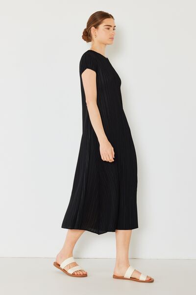 Marina West Swim Pleated Cap Sleeve A-Line Dress Midi Dress Trendsi   