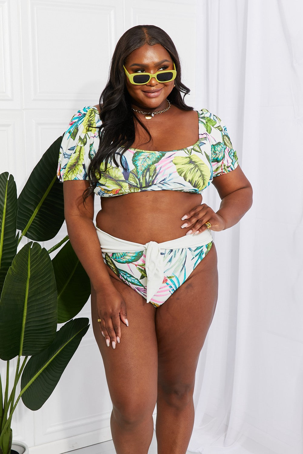 Marina West Swim Vacay Ready Puff Sleeve Bikini in Floral Bikini Trendsi   