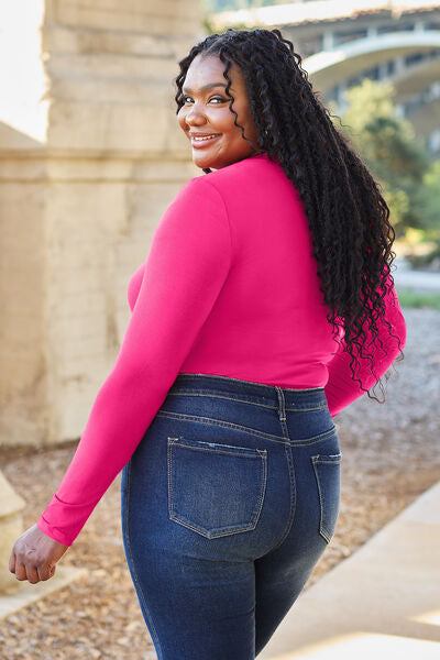 Basic Bae Full Size Round Neck Long Sleeve Bodysuit - NeoKira Unlimited