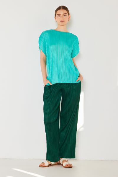 Marina West Swim Pleated Elastic-Waist Straight Pants Pants Trendsi Hunter Green S 