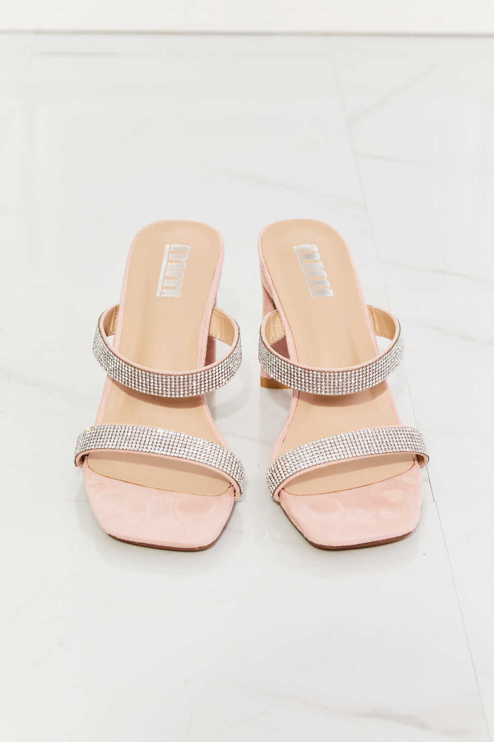 MMShoes Leave A Little Sparkle Rhinestone Block Heel Sandal in Pink  Trendsi   