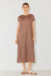 Marina West Swim Pleated Cap Sleeve A-Line Dress Midi Dress Trendsi Gray Brown S/M 