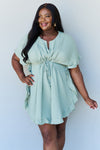 Ninexis Out Of Time Full Size Ruffle Hem Dress with Drawstring Waistband in Light Sage Mini Dress Trendsi Light Sage S 