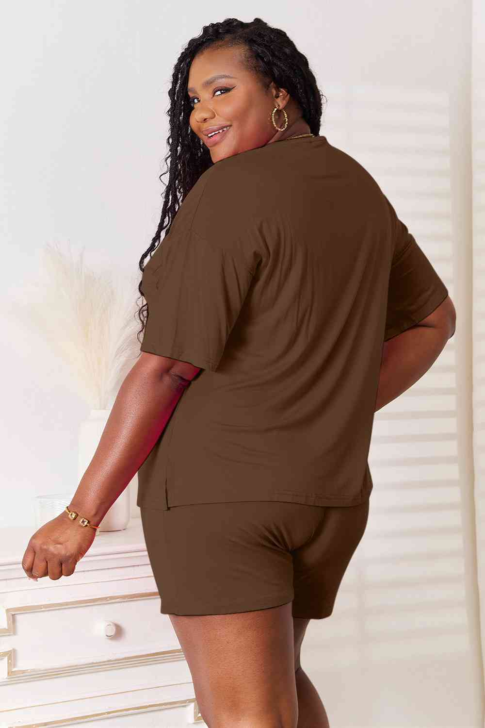 Basic Bae Full Size Soft Rayon Half Sleeve Top and Shorts Set - NeoKira Unlimited