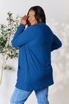 Basic Bae Full Size Ribbed Open Front Cardigan with Pockets Cardigan Trendsi   