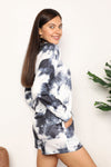 Double Take Tie-Dye Round Neck Top and Shorts Lounge Set Loungewear Trendsi   