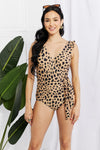 Marina West Swim Full Size Float On Ruffle Faux Wrap One-Piece in Leopard Swimsuit Trendsi   