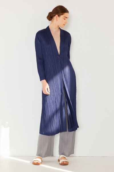 Marina West Swim Pleated Long Sleeve Cardigan Cardigan Trendsi   