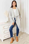 Double Take Open Front Duster Cardigan with Pockets Cardigan Trendsi   