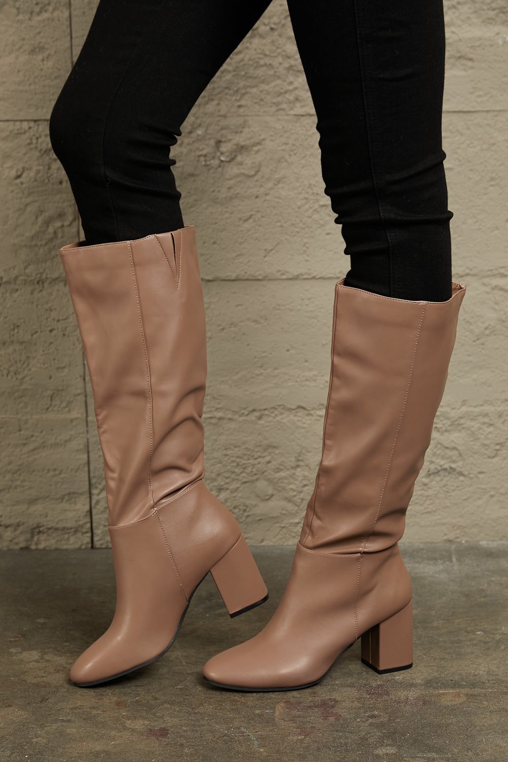 East Lion Corp Block Heel Knee High Boots Boots Trendsi   